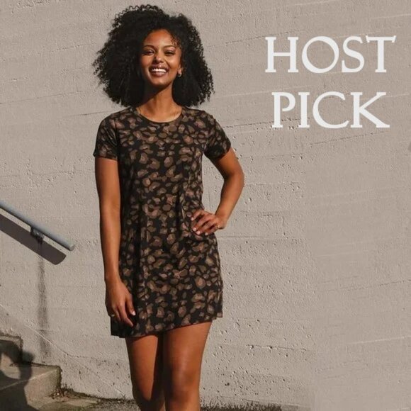 NWT Brunette the Label leopard print cotton t-shirt dress, S/M - Picture 1 of 7